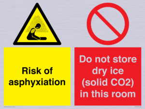Risk of asphyxiation. Do not store dry ice (solid CO2) in this room